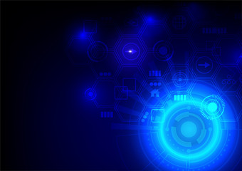 Technology background with blue glowing light