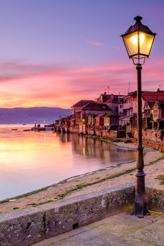 town of Combarro at sunrise, Pontevedra, Galicia, Spain.
