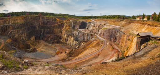 Mining Area of the Great Copper Mountain in Falun, Sweden - UNESCO World Heritage Site. The are an outstanding example of a technological ensemble with a historical industrial landscape.