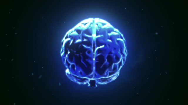 Big strong brain pulsing in blue