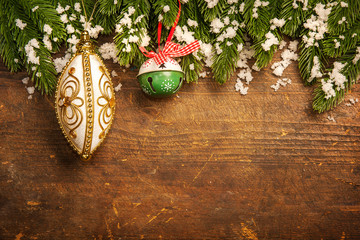 Christmas decoration on wooden background