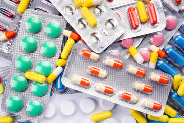 Closeup view of different pills