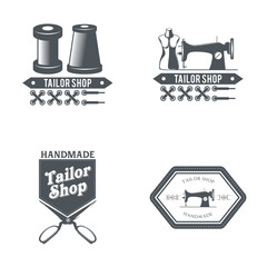Vintage tailor labels, emblems and logo set