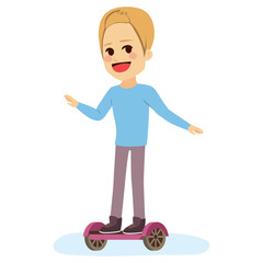 Young teenager man riding self balancing scooter