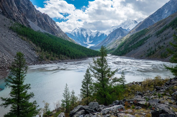 Mountain landscape. Lake Maash in the Republic of Altai.