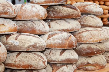 A great pyramid of fresh loaf loaves