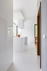 Modern, white kitchen