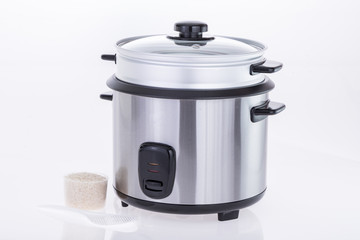 Electric rice cooker isolated on a white background