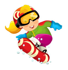Cartoon snowboarder - girl - illustration for the children