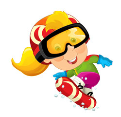 Cartoon snowboarder - girl - illustration for the children