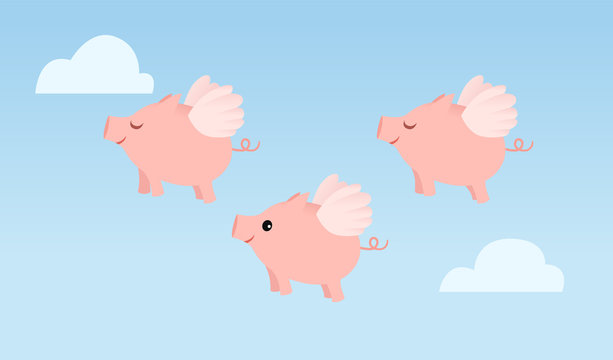 Three flying pigs