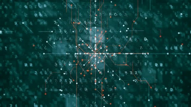 Crypto Hi-Tech Abstract Background. Animation of the USA map with highly technological visual effects. Perfect for any type of videos dealing with  hi-tech projects, sci-fi movies.