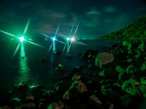 Fototapeta rock beach in the night