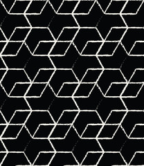 seamless geometric line grid vector hexagon pattern