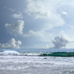 Naklejka premium seascape image of stormy day on beach
