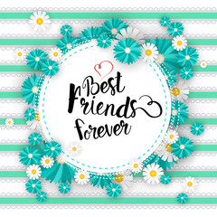 Fototapeta na wymiar Happy Friendship Day Logo Greeting Card Friends Holiday Banner Flat Vector Illustration