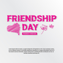Happy Friendship Day Logo Greeting Card Friends Holiday Banner Flat Vector Illustration