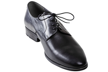 Black man leather shoe isolated on white