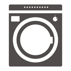 Equipment for washing clothes. Household appliances Modern washing machine isolated on purple background. Washer.