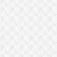 Neutral white texture. Decorative floral background with 3d tessellated paper effect. Vector seamless repeating pattern.