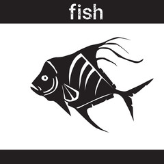 Fish In Grunge Style Silhouette Hand Drawn Animal Vector Illustration