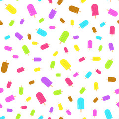 Ice cream icon seamless pattern with different size.