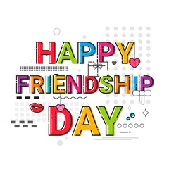 Fototapeta na wymiar Happy Friendship Day Greeting Card Friends Holiday Banner Flat Vector Illustration
