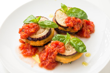 Mulegname 'mbuttunat, melanzane farcite, stuffed eggplants, Italian Food