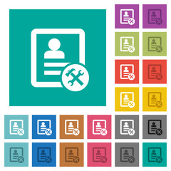 Contact tools square flat multi colored icons