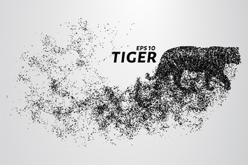 Fototapeta na wymiar The tiger of particles. Tiger consists of circles and points. Vector illustration.