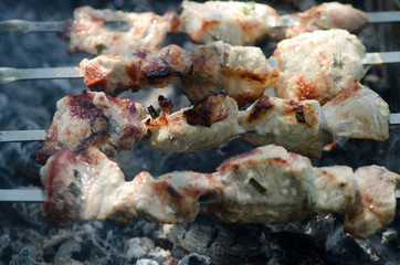 Cooking kebab on the grill
