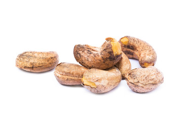  Roasted cashew nuts isolated on white background 