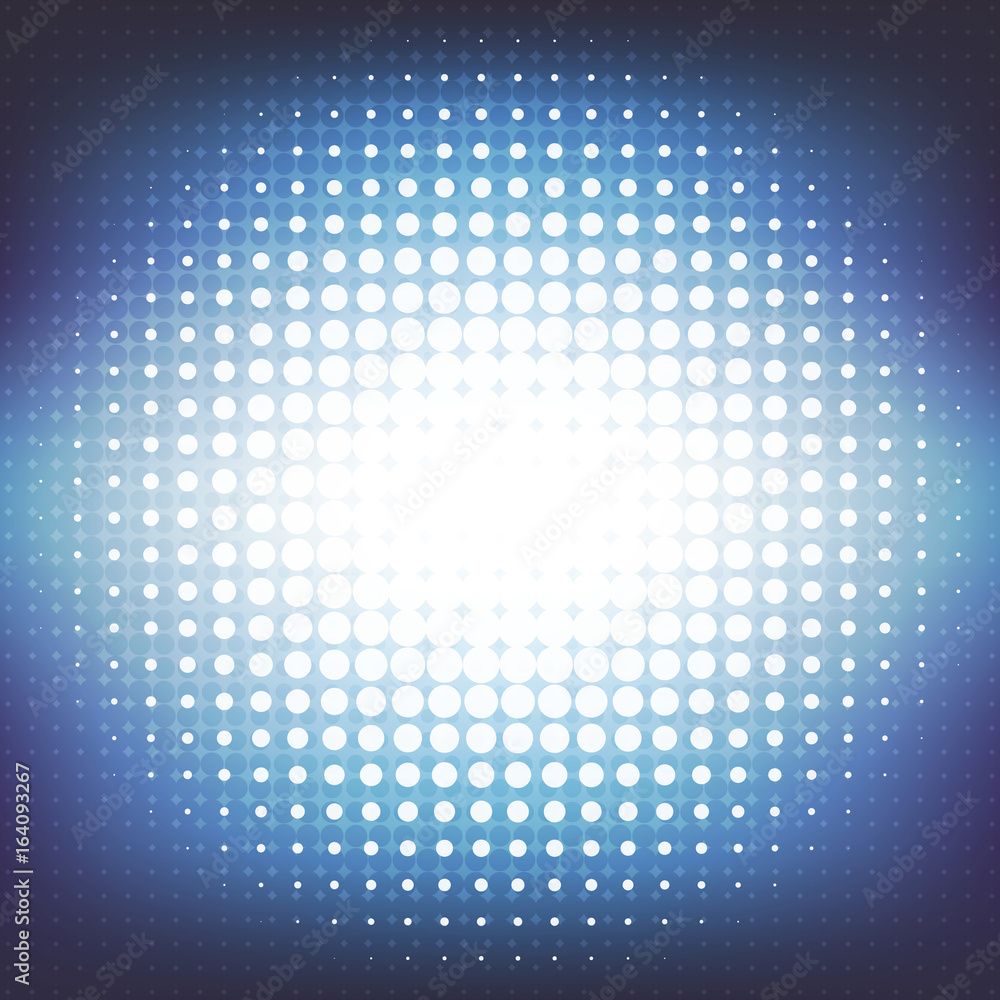 Poster Abstract blue background with a pattern of circles. Space for text.