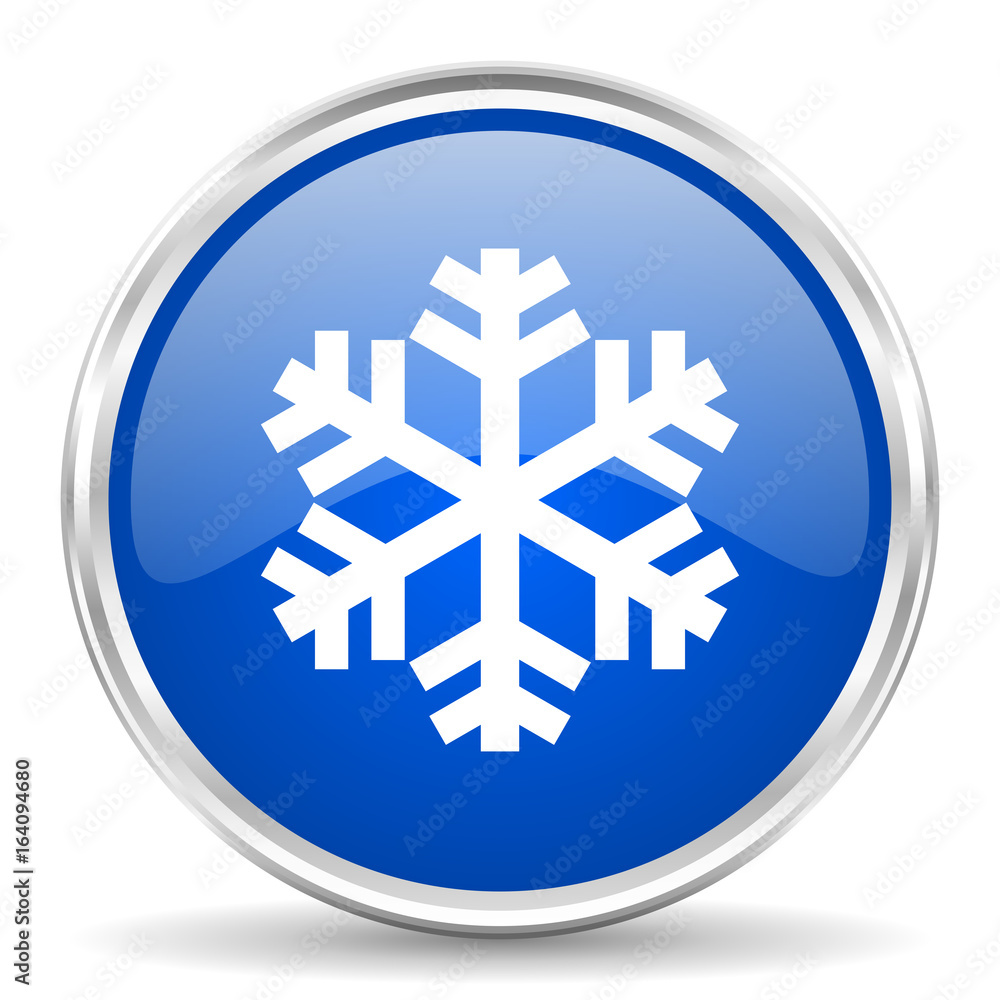 Fototapete snow blue glossy vector icon. chrome border round web button. silver metallic pushbutton.