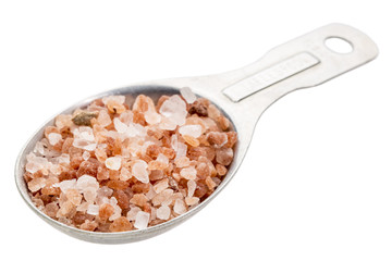 Fototapeta na wymiar tablespoon of coarse Himalayan salt