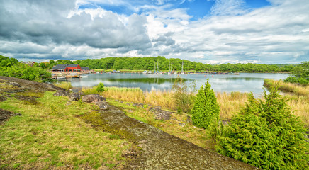 Tjäro island in summer panorama landscape