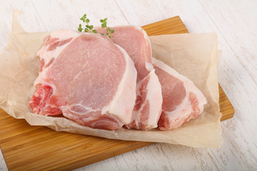 Raw pork steak