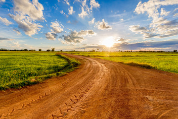 Dirt Road and Sunset - Powered by Adobe