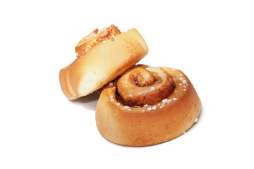 European breakfast with cinnamon roll