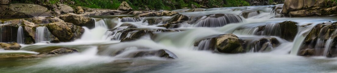 background landscape with waterfall in Yaremche vilage in Ukraine © zyoma_1986