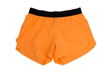 Orange women's sports shorts. Isolate