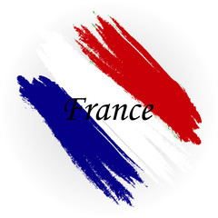 Abstract flag of the country France. A brush strokes on a white background. Vector illustration for labels.