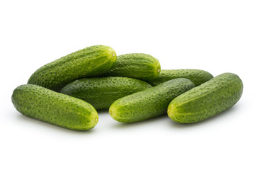 Eco cucumber on white background. Fresh vegetables.