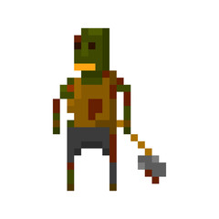 Obraz premium Pixel zombie with weapons for games and applications
