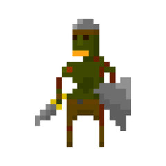 Obraz premium Pixel zombie with weapons for games and applications