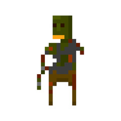 Fototapeta premium Pixel zombie with weapons for games and applications
