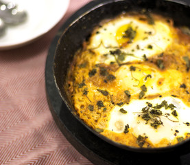 Shakshuka - Delicious Middle Eastern Egg Dish With Dried Fenugreek Leaves