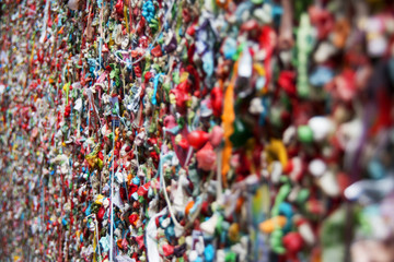 The Market Theater Gum Wall is a brick wall covered in used chewing gum, in an alleyway in downtown Seattle.