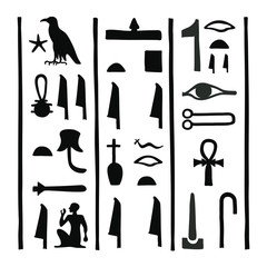 Egyptian ornaments and hieroglyphs.