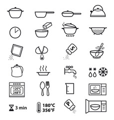 Icons for cooking instructions. Vector elements